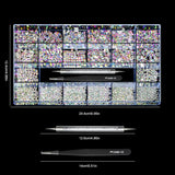 12 Types of 600 Crystal AB Diamonds + 2500 Flat Rhinestones Mix 20 Styles Flatback DIY Crafts Rhinestone Crystals 3D Ornament‌S Flat Back Stones Set +Tweezers + Drill Pen