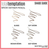Total Temptation Eyebrow Definer Pencil, Soft Brown, 2 Count