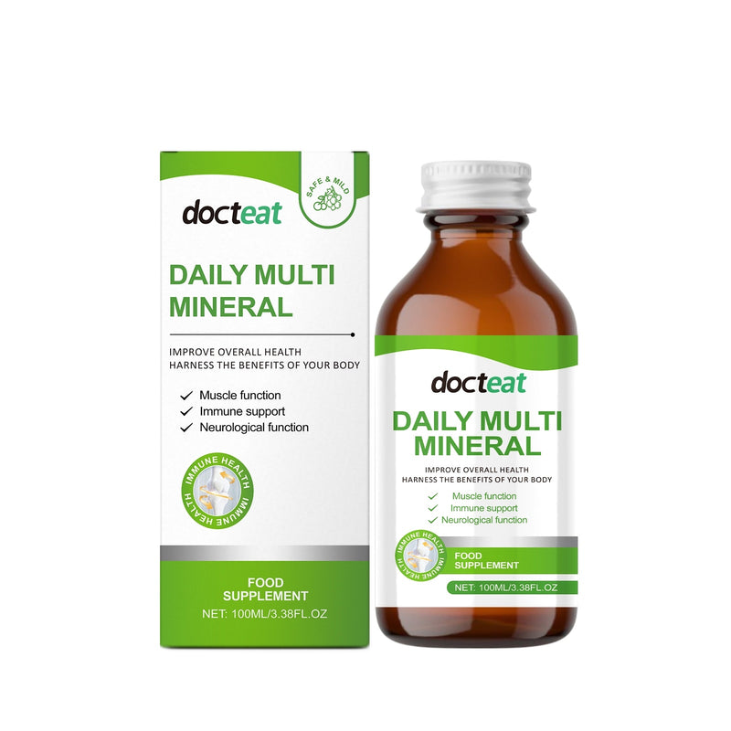 A bottle and packaging box of 'DocTeat Daily Multi Mineral', a dietary supplement.