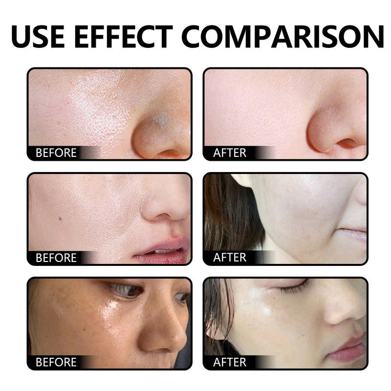 Before and after effect comparison on skin with text 'USE EFFECT COMPARISON'.
