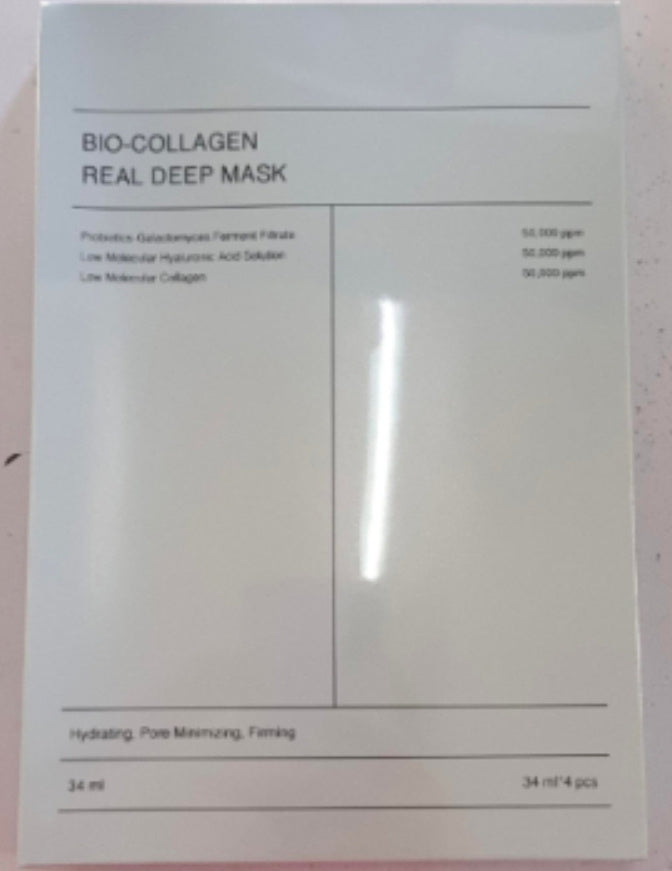 Bio-Collagen Real Deep Mask packaging on a light pink background
