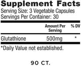 A bottle of Glutathione Force dietary supplement with 500mg of glutathione, marketed for antioxidant and detox support.